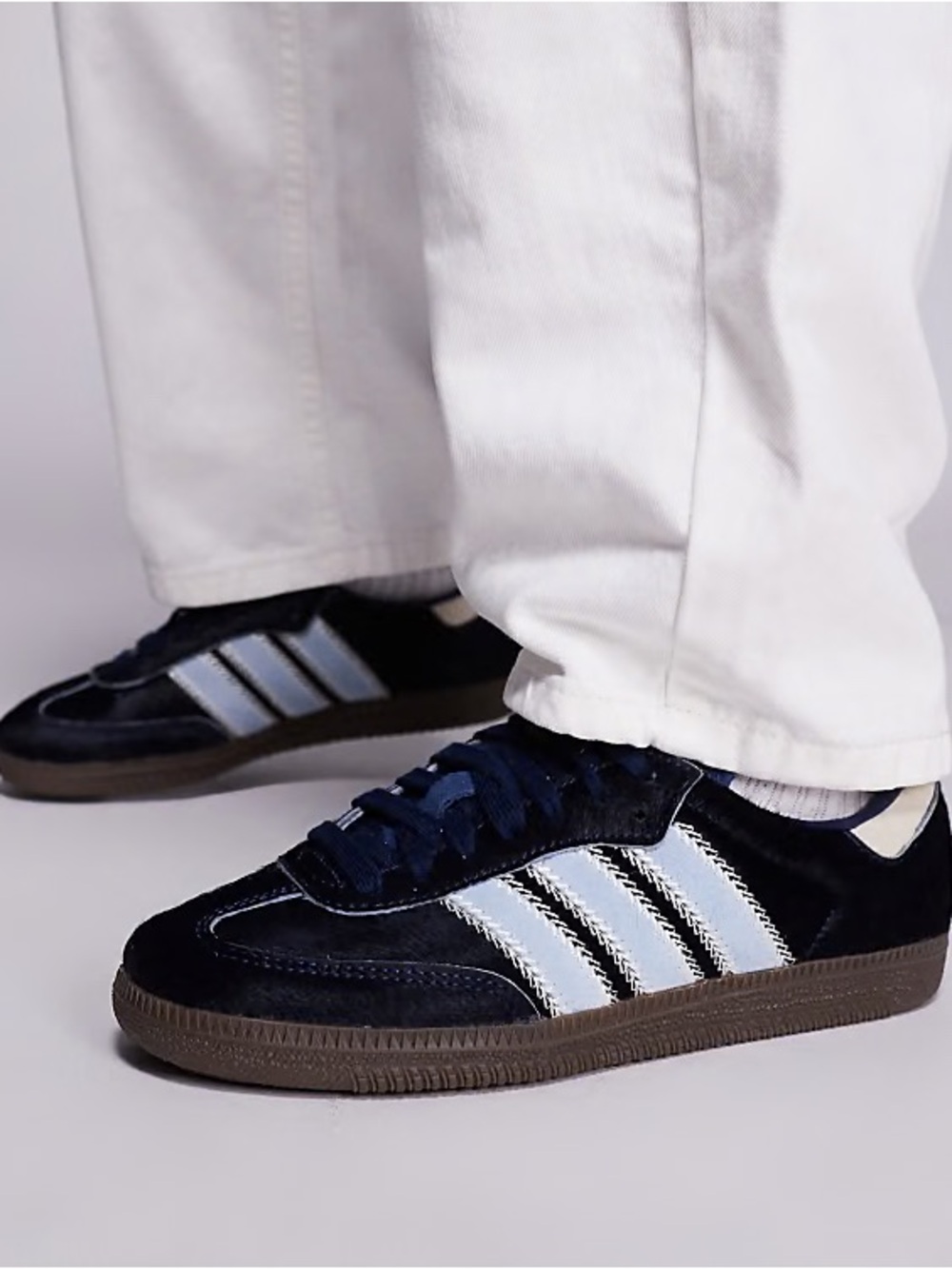 Navy pony hair adidas samba